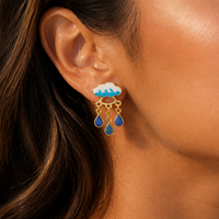 Boucles d'oreilles pendantes plaquées or, éblouissantes et rêveuses, en émail nuage, goutte de pluie, opale bleue irisée, ravissantes, bijoux de mode pour femme, cadeau