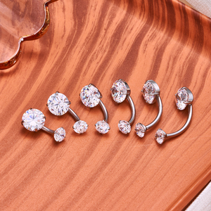 Venta al por mayor G23 Titanio 14G Ombligo Anillos Claro Cuatro Puntas CZ Vientre Ombligo Anillo Estilo Básico Mujeres Cuerpo Piercing Joyería - Product Image 4
