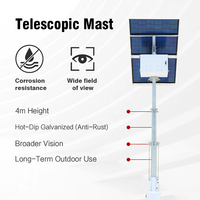 Torre de Iluminación Móvil Solar Compacta con Luces LED para Exteriores, Mástil Telescópico de 4m para Obras de Construcción, Iluminación Solar con IA