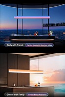 Lustre LED linéaire moderne nordique, synchronisation musicale RGB, contrôle intelligent par application, intensité réglable, pour salle à manger, cuisine, bar