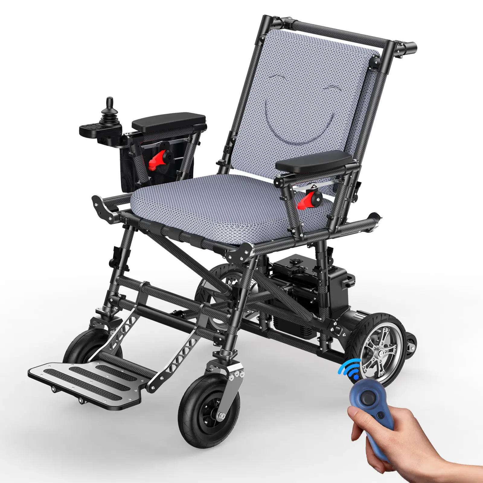 Model penjualan laris 2024 kursi roda elektrik portabel serat karbon kursi roda bermotor ringan cacat