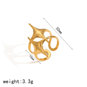 Geometric <b>Titanium</b> Steel <b>Ring</b> Unisex Fashion Jewelry Gift Circular Lines Design Open Adjustable Fit - Product Image 3