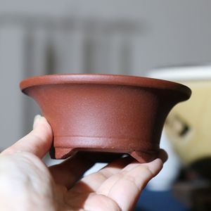 Pot à Bonsaï en Argile Violette Fait Main, Forme Conique Miniature, Contenant de Plantes de Bureau, Style Classique - Product Image 1