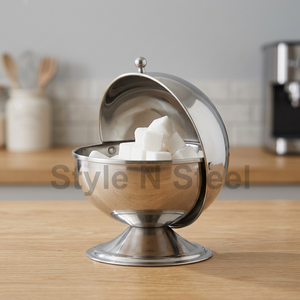 Azucarero con cuchara de acero inoxidable al por mayor, recipiente para utensilios de cocina de 300ml de capacidad para servir azúcar y edulcorantes - Product Image 4