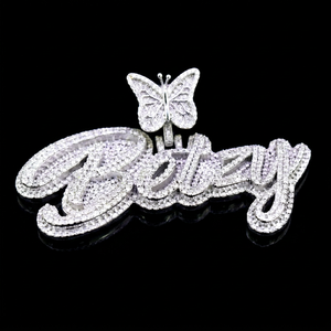 Pendentif Papillon personnalisé en argent sterling 925 avec moissanite étincelante, design de luxe, style hip-hop, pour homme et femme. - Product Image 1