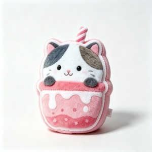 Custom <b>cat</b> boba plush, calico <b>cat</b> milk tea plush, strawberry bubble tea <b>cat</b> plush, pink <b>cat</b> drink stuffed toy - Product Image 1