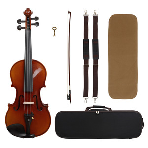 Violon acoustique Aston Villa AV-306 4/4 fait main en épicéa, érable et ébène, avec touche vernie à motif tigre, idéal pour débutants - Product Image 3