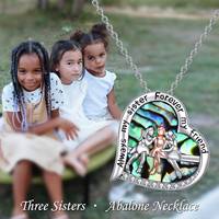 Fine Jewelry Collier pendentif coeur gravé en argent sterling 925 avec coquille d'ormeau trois soeurs