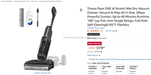 <span class=keywords><strong>Aspirateur</strong></span> et serpillière Tinecos Floor ONE I6 Stretch, <span class=keywords><strong>aspirateur</strong></span> et serpillière tout-en-un, 180 °   Conception anti-emmêlement à plat - Product Image 3