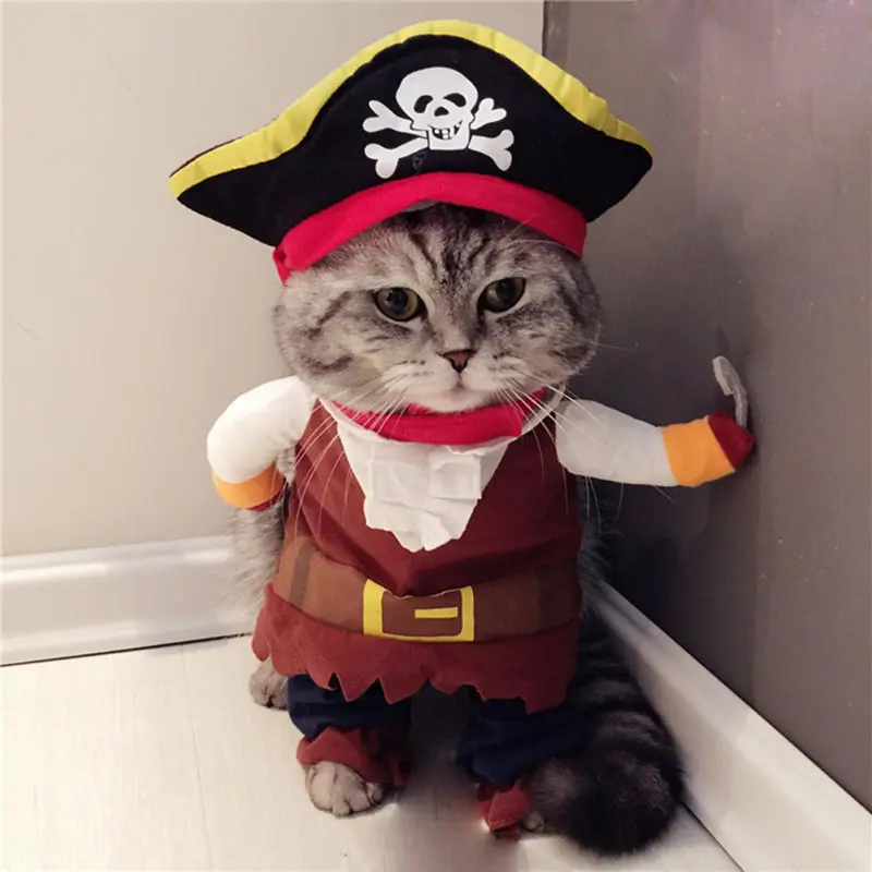 2023 Funny Design Baju Kucing Pet Clothes Pirate Halloween Costume Suits Dressing Up Party Clothes For Cats