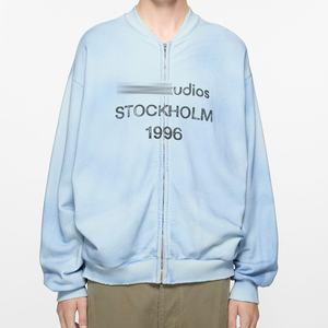 Giacca autunnale in metallo Vintage lavata strappata a spruzzo ampia felpa Casual con colletto con cappuccio foderato con cerniera - Product Image 2