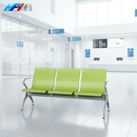 Banc d'attente moderne 3 places en fer rembourré vert, durable, pour hôpital, aéroport, bureau, clinique, meubles de salle d'attente publique