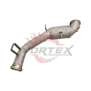 Downpipe turbo personnalisé Vortex pour Mercedes Benz AMG W206 C43, échappement racing avec bouclier thermique, tubes droits. - Product Image 2