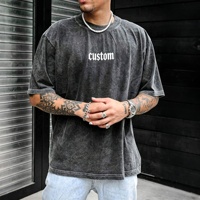 Échantillons Gratuits T-shirts Homme Lavés Vintage Oversize Coton Épais Impression DTG Personnalisée Streetwear Graphique T-shirts Vierge Homme