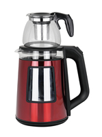 Bouilloire électrique sans fil à double paroi en verre de 1,7 L avec théière, 1500 W, fonction maintien au chaud, base rotative à 360°, utilisation domestique manuelle