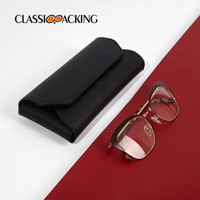 Vente en gros d'étui à lunettes de soleil en PU de couleur unie logo personnalisé sac de rangement de protection en cuir souple étui d'emballage pour lunettes