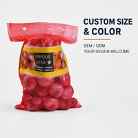 PP Mesh Zakjes geventileerd, voor groenten, aardappelen, fruit, met aangepaste bedrukte labels, groothandel