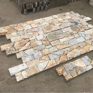 Panneaux <span class=keywords><strong>de</strong></span> parement mural en <span class=keywords><strong>pierre</strong></span> naturelle empilée – Décoration murale extérieure pour foyer et fond TV <span class=keywords><strong>de</strong></span> villa moderne, finition brossée, garantie 5 ans - Product Image 3