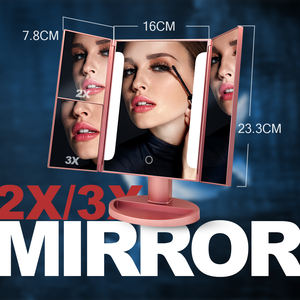 Vergrotende Make-Up Led Spiegel Make-Up Tafel Spiegel Smart Touch Control <span class=keywords><strong>Stand</strong></span> Up Bureau Licht Ijdelheid Drievoudige Make-Up Led Spiegel - Product Image 3