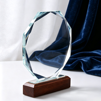 Plaque de récompense en verre octogonal de style sportif, écologique, en cristal transparent gravé au laser avec logo personnalisé