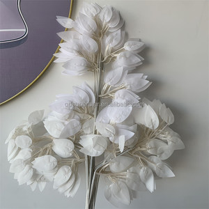 ¡Novedad DE 2017! Decoración de boda blanca de tendencia, hoja de simulación grande, hojas de Banyan blancas de tres ramas - Product Image 1