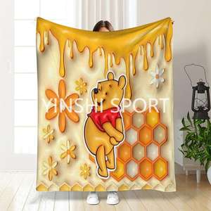 カスタマイズされたベストセラーの黄色いクマのふくらんでいる毛布フランネルフリース旅行投げ子供漫画のベッド毛布 - Product Image 6