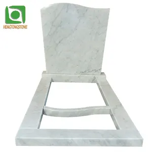 Europe Style White Marble Tombstone Sculpture Cemetery Headstone
