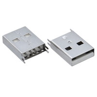 Connecteur USB 2.0 Type-A Mâle 4 Broches Port de Charge 180 °   Connecteur USB-A mâle vertical 15,0 mm à montage sur circuit imprimé (DIP)