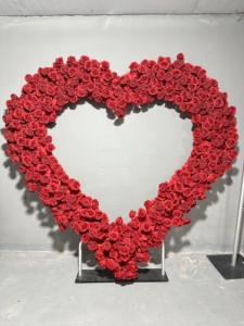 GJ-HR903 Artificial <b>Heart</b> Arch <b>Heart</b> <b>Shaped</b> Arch with Flowers Backdrop Red love <b>Heart</b> Flower Arch for Wedding Decoration - Product Image 2