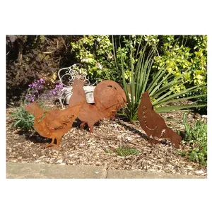 الدجاج حديقة ديكور حديقة زخرفة جهاز استزراع للزهور من المعدن البسيط الدجاجة