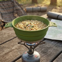 Ensemble de vaisselle de camping pliable en silicone écologique, réutilisable et compact (assiette, bol, tasse, couverts)