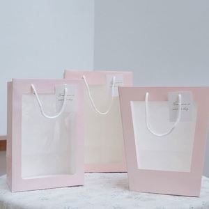 Sac fourre-tout transparent style Ins avec fenêtre, emballage de bouquet de fleurs pour fleuriste, sac cadeau d'anniversaire, sac cadeau en papier pour la Saint-Valentin - Product Image 4