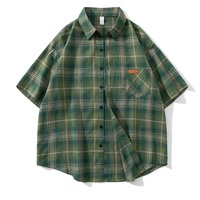 Chemises à manches courtes boutonnées pour hommes grandes tailles 10XL, chemisier à carreaux écossais, hauts amples à carreaux, vêtements coréens et japonais, chemise à carreaux