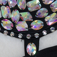 E003 Tenues de danseuse sexy Combinaison exotique en strass fascinante Tenues de club éclatantes