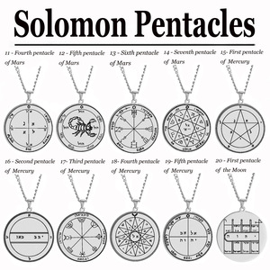 Collier pendentif en acier inoxydable avec talisman des sceaux de Salomon <span class=keywords><strong>44</strong></span> planètes (Jupiter, Mars, Mercure, Lune, Saturne, Soleil, Vénus) - Product Image 1