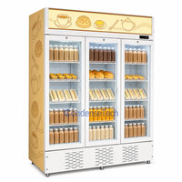 Réfrigérateur commercial vertical pour boissons, vitrine réfrigérée avec verre trempé incurvé, température unique, contrôle numérique