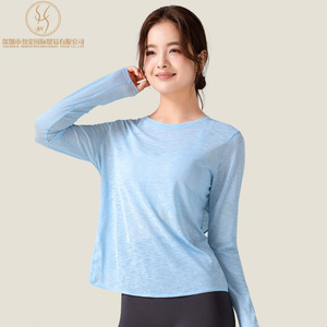 Femmes été léger col rond à manches longues Yoga haut dos creux conception respirant Yoga <span class=keywords><strong>sport</strong></span> à manches longues T-<span class=keywords><strong>Shirt</strong></span> - Product Image 2