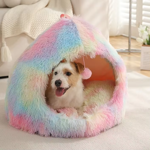 Tapis de grotte <span class=keywords><strong>en</strong></span> feutre de laine bon marché Tunnel de jeu pour animaux de compagnie avec coussin <span class=keywords><strong>en</strong></span> velours <span class=keywords><strong>Panier</strong></span> <span class=keywords><strong>en</strong></span> bois <span class=keywords><strong>en</strong></span> peluche douce pour chat endormi - Product Image 2