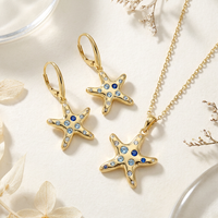 Parure de bijoux ZG tendance en laiton doré avec pendentif étoile de mer personnalisé et boucles d'oreilles pendantes pour femme