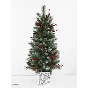 Árvores de Natal para decoração de Natal ao ar livre e interior, árvores de Natal pré-iluminadas com agulha artificial premium de Pinho Verde