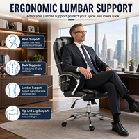 Chaise de bureau ergonomique à dossier haut et coussin épais en cuir PU noir, chaise de direction pour bureau à domicile