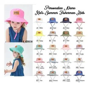 Personalize Name Kid's Summer Customizable Hats Infant Wide Brim Beach Sunbonnet Sun Protection Adjustable Boy Girl Bucket Hats