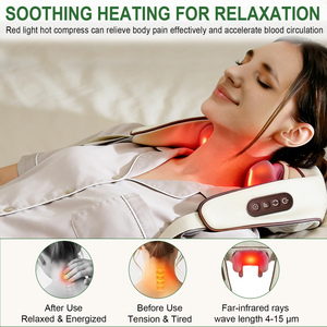 <b>Wireless</b> Shiatsu Neck and Shoulder Massager with Soothing <b>Heat</b> Deep Tissue Kneading for Pain Relief - Product Image 3
