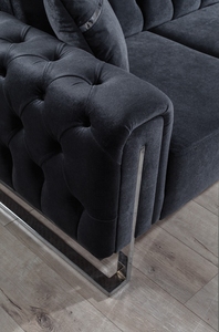 Winforce Luxury Chesterfield Pies de acero 3 2 <span class=keywords><strong>1</strong></span> Juego de sofás Diseños Conjuntos de tela de terciopelo de lujo Muebles de sala Sofás - Product Image 3