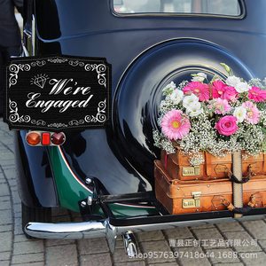 Wooden Hanging <b>Engagement</b> Sign Black Rectangle Wall Mount For Wedding Party <b>Decorations</b> - Product Image 3