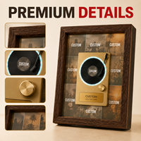 Cadre musical NFC en bois massif personnalisé, aimant de réfrigérateur, pour chanson DIY, pour 4 disques vinyles, plaque nominative personnalisée, avec fonction lumineuse et ventilateur, cadeau