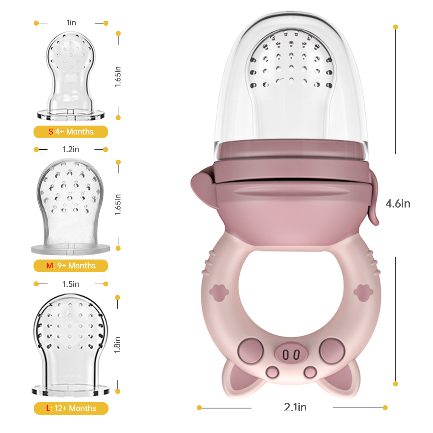 Sucette de remplacement rose +S M L