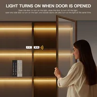 Bande lumineuse LED COB 8 mm sous-meuble avec capteur de porte intelligent pour éclairage décoratif de bibliothèque, vitrine, armoire, placard 1m-