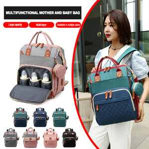 Tùy chỉnh thời trang mẹ túi vai tã Ba lô công suất lớn thuận tiện gấp giường Túi Tã Túi - Product Image 2