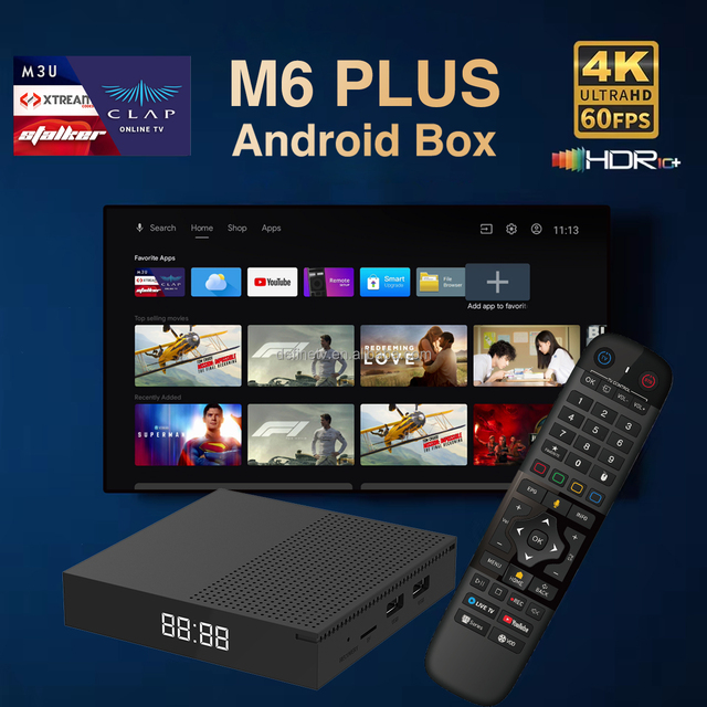 2026 Android 14 Amlogic 905Y4 Quad Core 8K HDR WiFi-6 OTT TV Box with for 5.0 Remote Lifetime Free Media Player